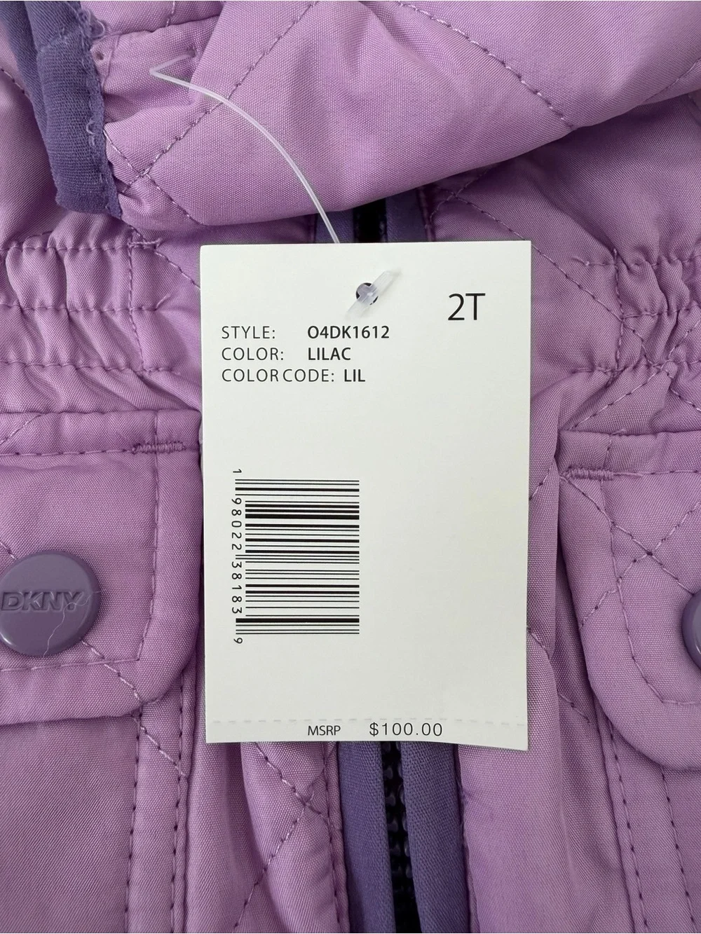 New 2T DKNY Puffer Jacket Quilted Lavender Lilac Cozy Plush Lined Toddler Baby